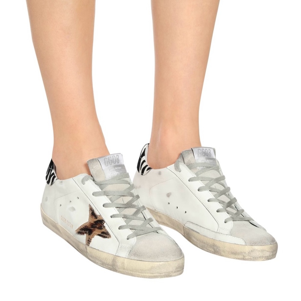 GOLDEN GOOSE Super-Star White Leather-Pony Leo Star-Zi.  SZ 40. NWT.